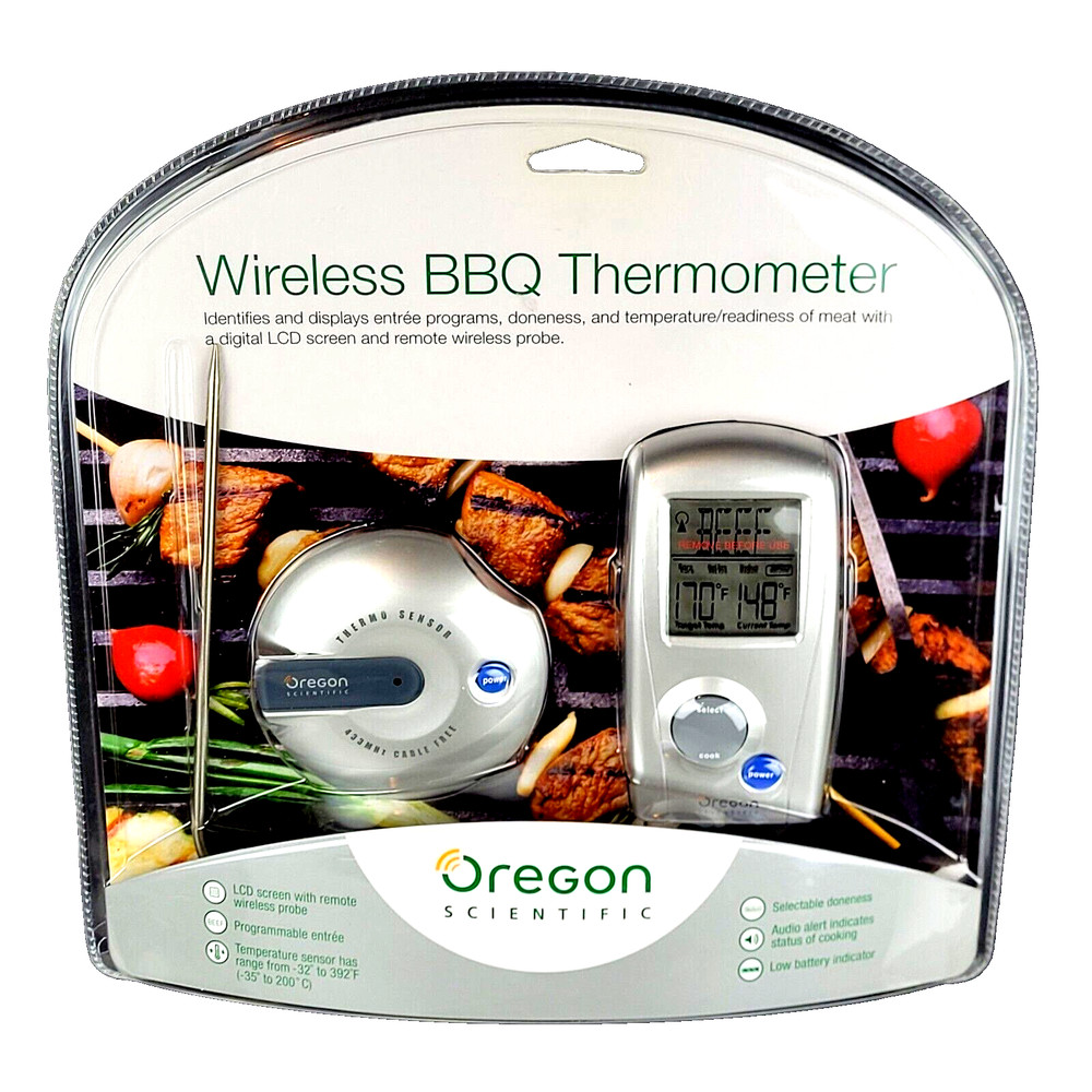 Wireless BBQ Thermometer Oregon Scientific AW129 LCD Remote Programmable