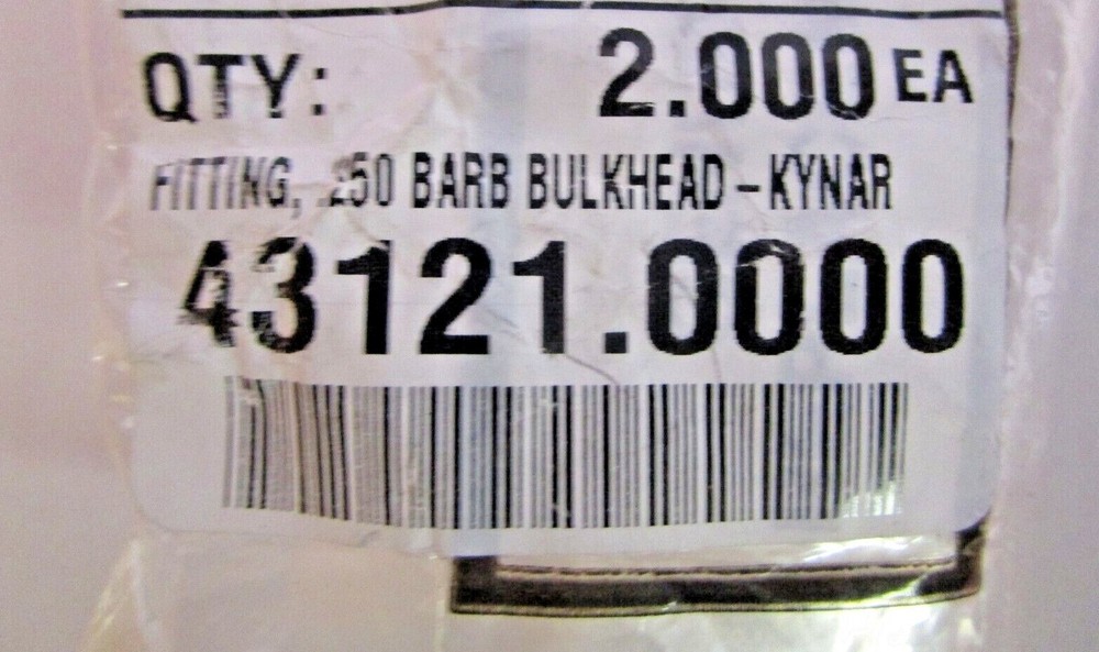 2 New Bunn 43121.0000 Fitting, 1/4' Bulkhead, Kynar