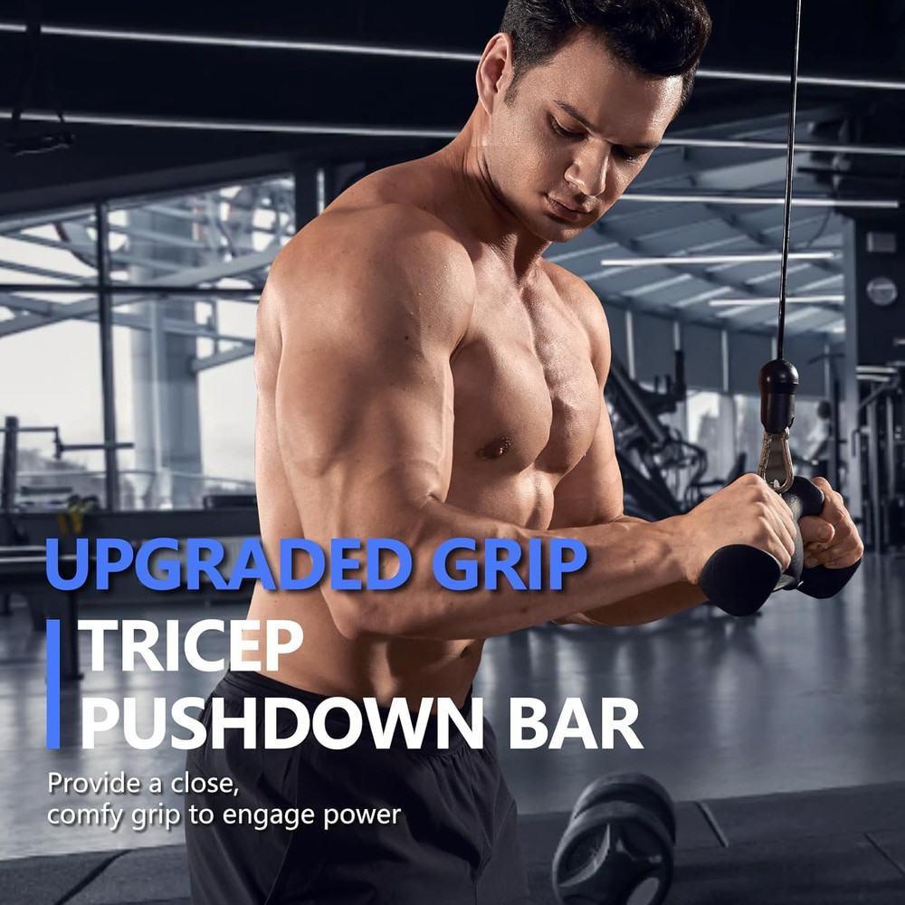 LAT Pulldown Attachments-Lat Pull down Bar with Ergonomic Grips, Bicep Tricep Ba
