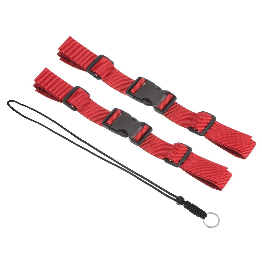 2 Pcs Backpack Chest Strap Set Strap with Anti-lost Lanyard Red