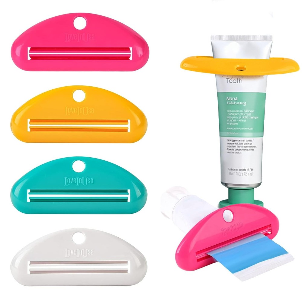 4PCS Toothpaste Squeezer, Hanging Tube Squeezer Tool Multicolor Tubular Paste...