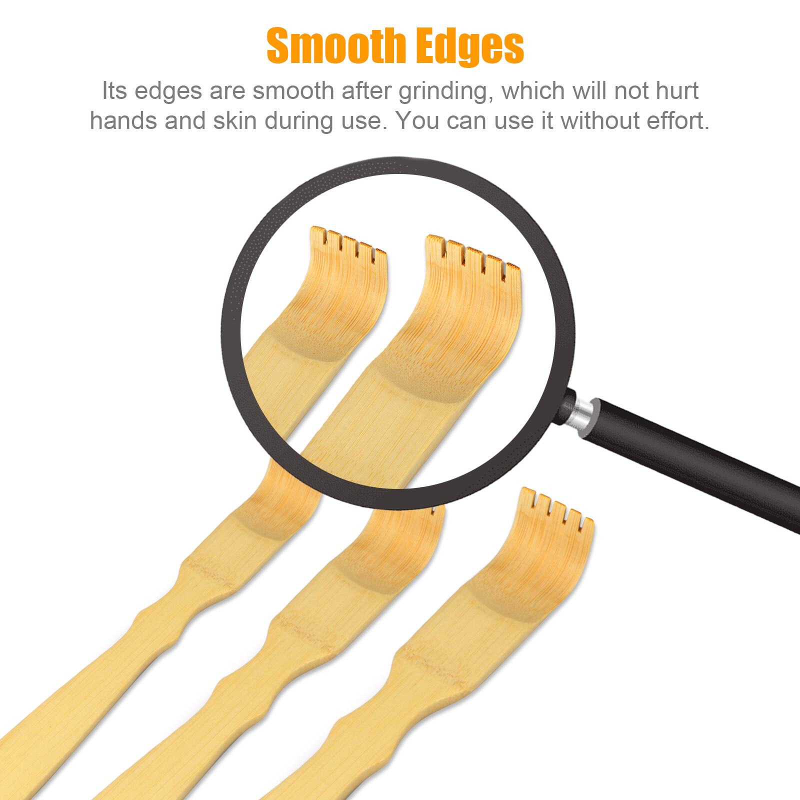 3 Pack Natural Bamboo Back Scratcher Long Reach Pick Itch Relief Tool Portable