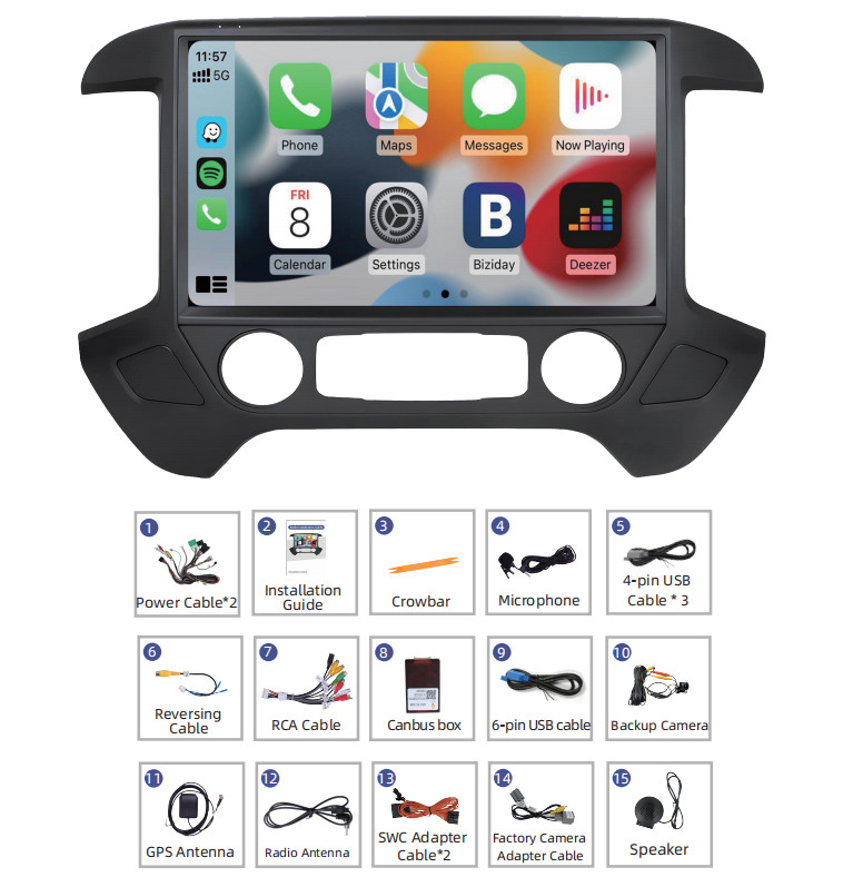 13.1'' 4+64G Android 13 Stereo Radio for Chevy Silverado 2014-18 w/Apple Carplay