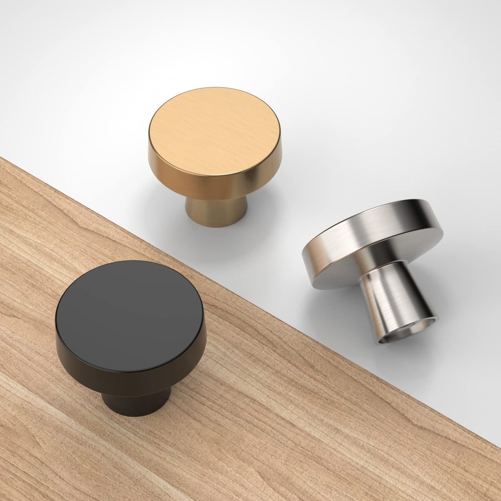 10 Pack Kitchen Cabinet Knob Matte Black Round Dresser Knobs Drawer Knobs Kit...