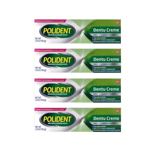 4 Pack Polident Dentu Creme Denture Toothpaste 3.9 Oz Each