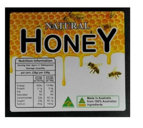 HONEY CONTAINER JARS LABELS NUTRITION LABEL