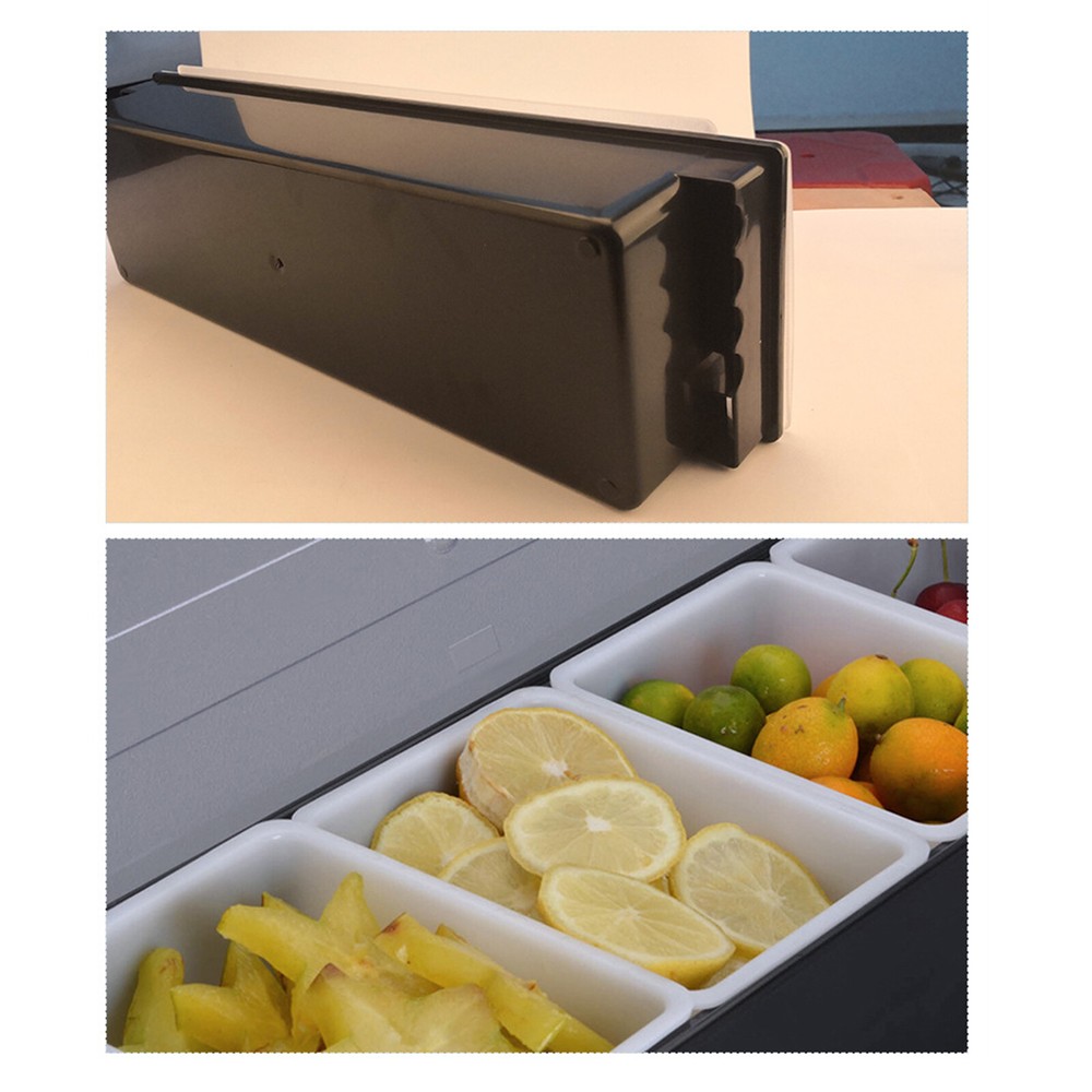 Ice Chilled 4/5 Compartment Condiment Server Caddy Serving Tray Container Bar US