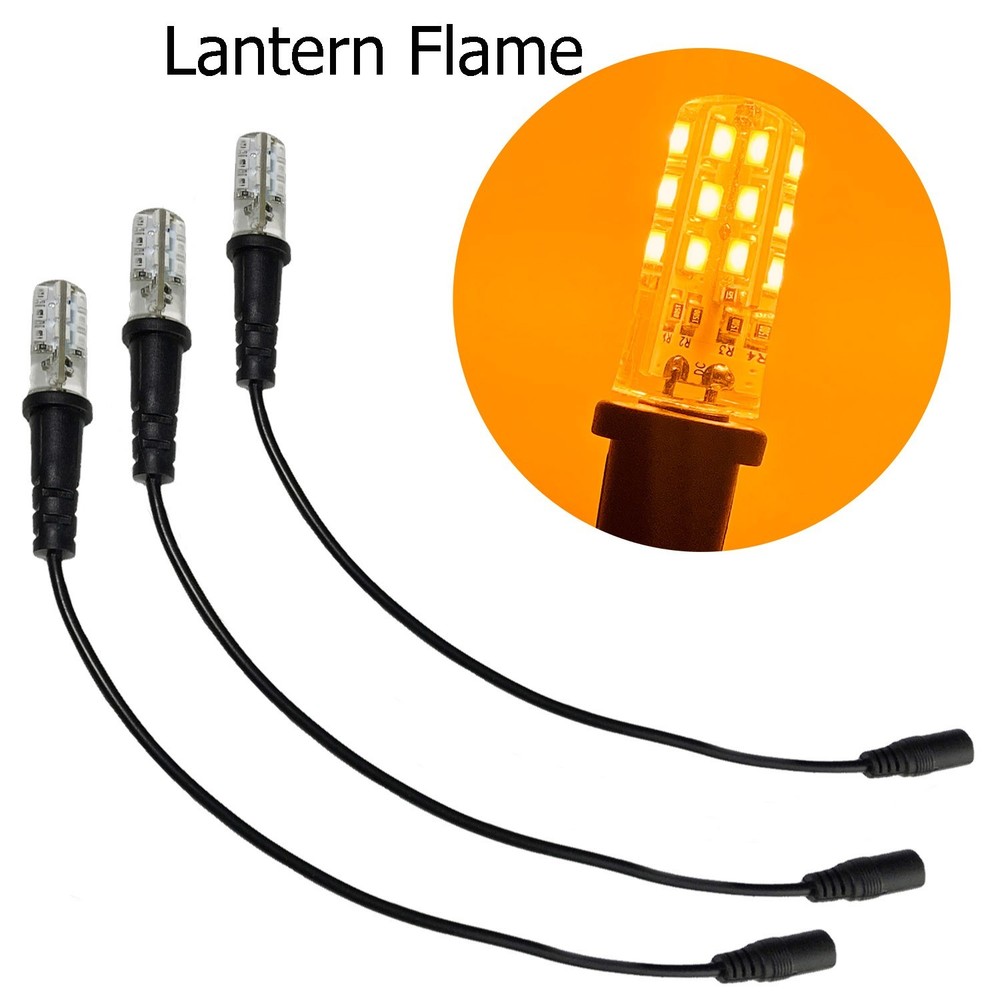 Lantern Flame Led Bulb with Socket 12 Volts DC 3-pack for Props 1900K CCT Light