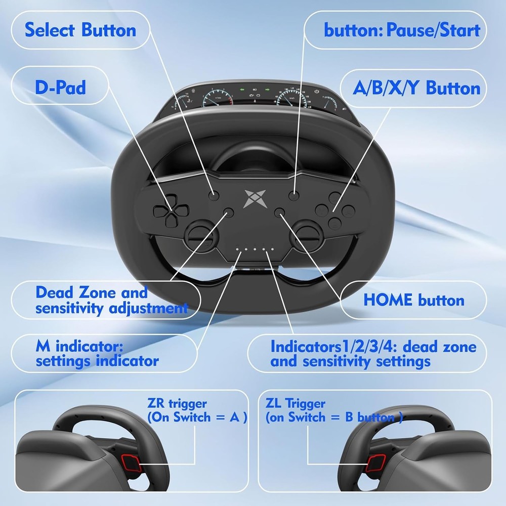 Wireless Bluetooth Gaming Steering Wheel with Pedals For P4 P3 Switch2 Android