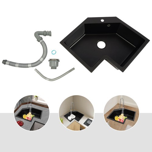 Undermount Flushmount Corner Kitchen Sink Irregular Kitchen Sink w/ Strainer
