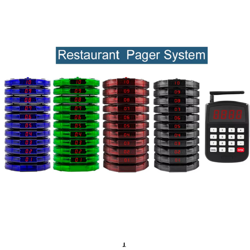 10 Pagers Wireless Restaurant Pager Queue Management Buzzer System with Keyboard