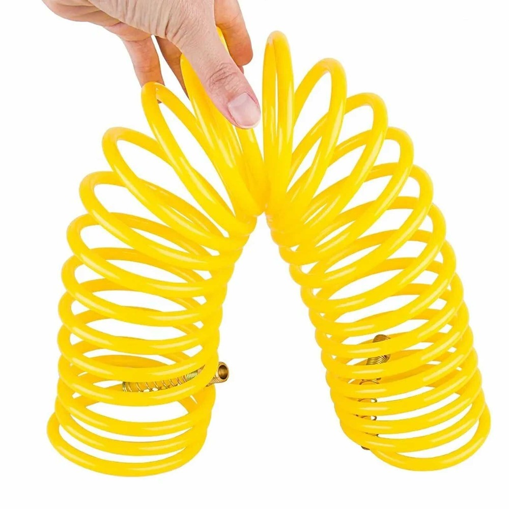 25ft 1/4" Recoil Air Hose Re Coil Spring Ends Pneumatic Compressor Tools 200PSI