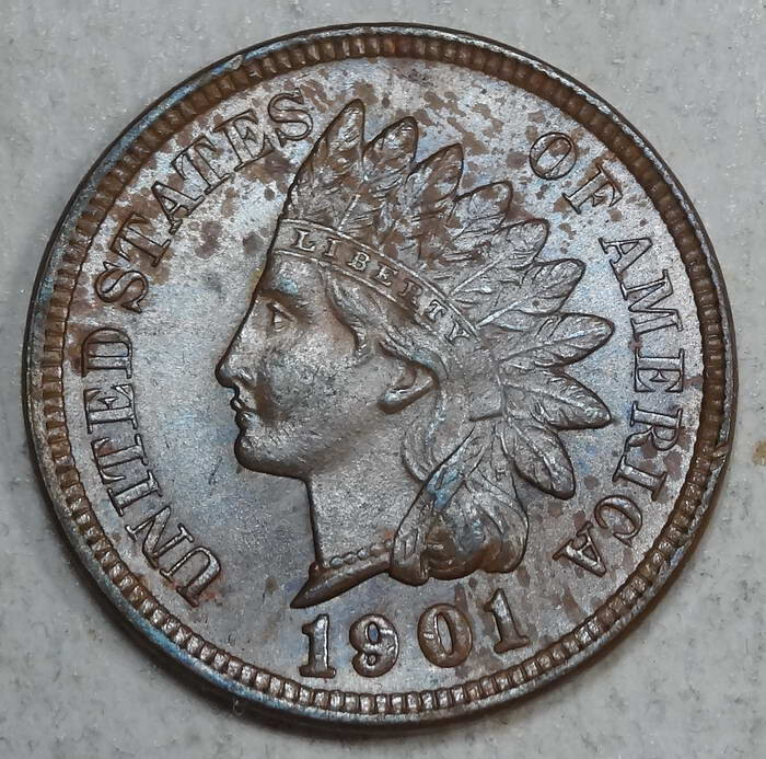 1901 Indian Cent, Choice Uncirculated, Nice Color 0705-02