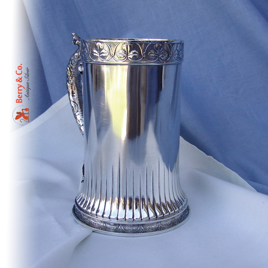 Mixed Metals Tankard Apple Tree Bark Handle Gorham 1880 Sterling