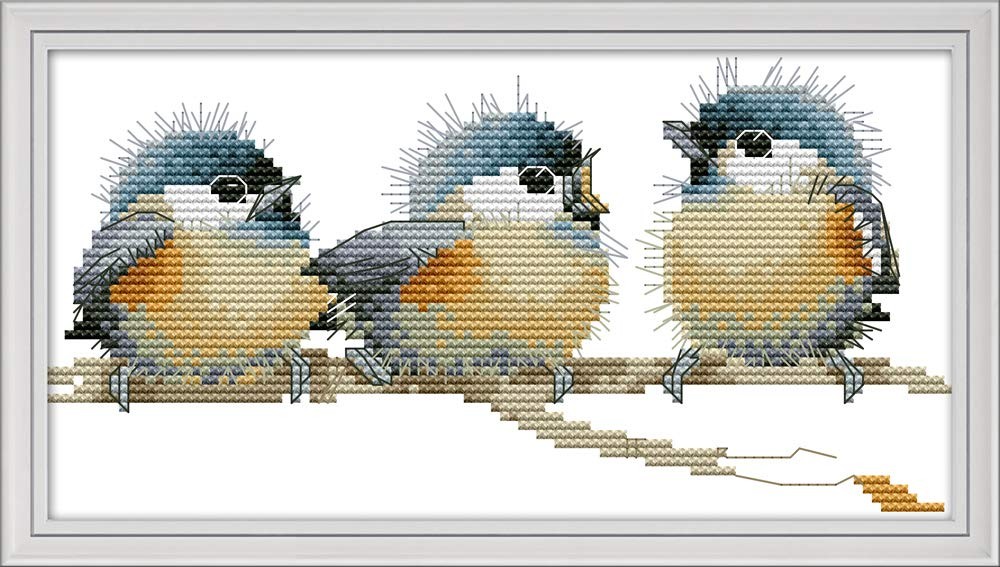 Cross Stitch Kits, Three Birds Awesocrafts Easy Patterns Stamped,
