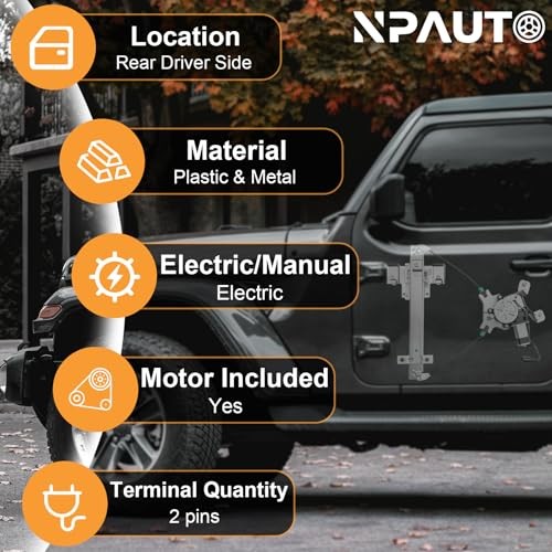 Rear Left Driver Side Power Window Regulator with Motor fit Rear Driver Side