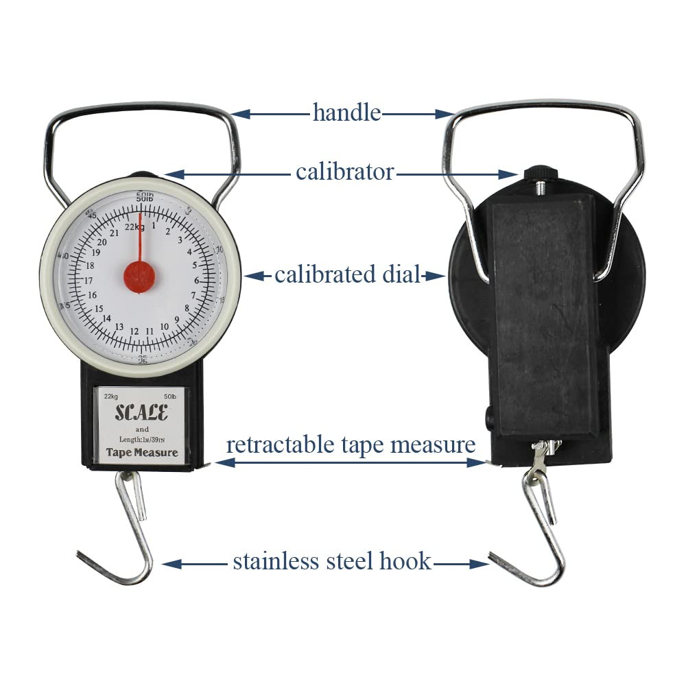 Mechanical Hanging Scale Multi-Purpose Portable Spring Dial Weight Scale with Ta