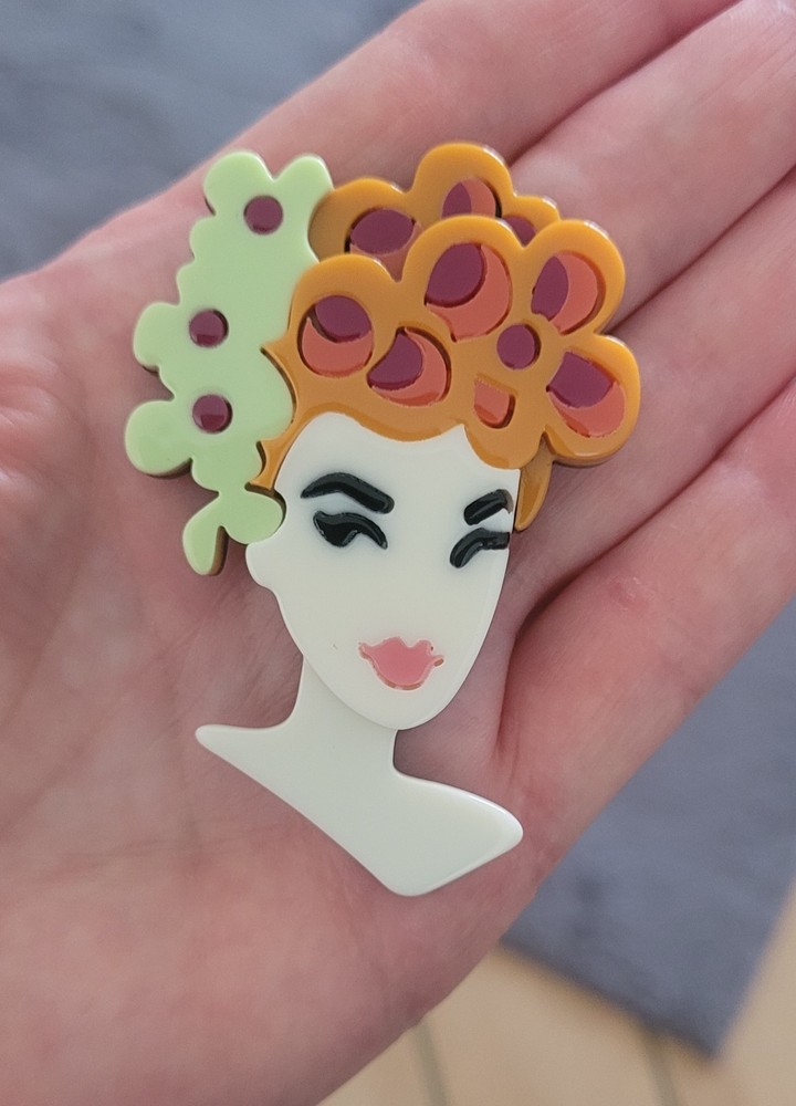 Acrylic Lady brooch