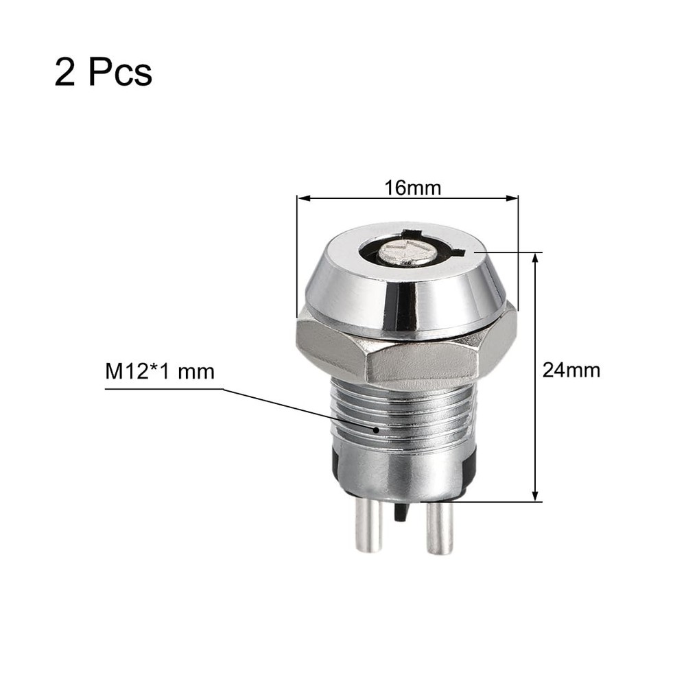 uxcell 12mm 2 Positions Key Locking Push Button Switch with 2 Keys NO-OFF...