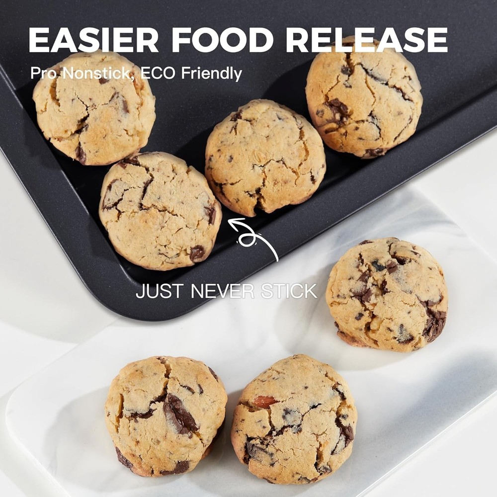 Ceramic Baking Sheet Pan Set Cookie Sheet Oven Bakeware Sets W/ Wider Grips 3