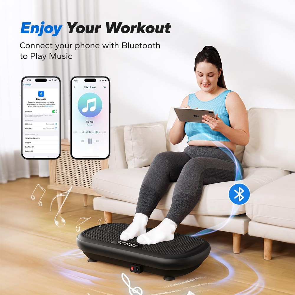 MERACH Vibration Plate Exercise Machine, 440 Lbs Black
