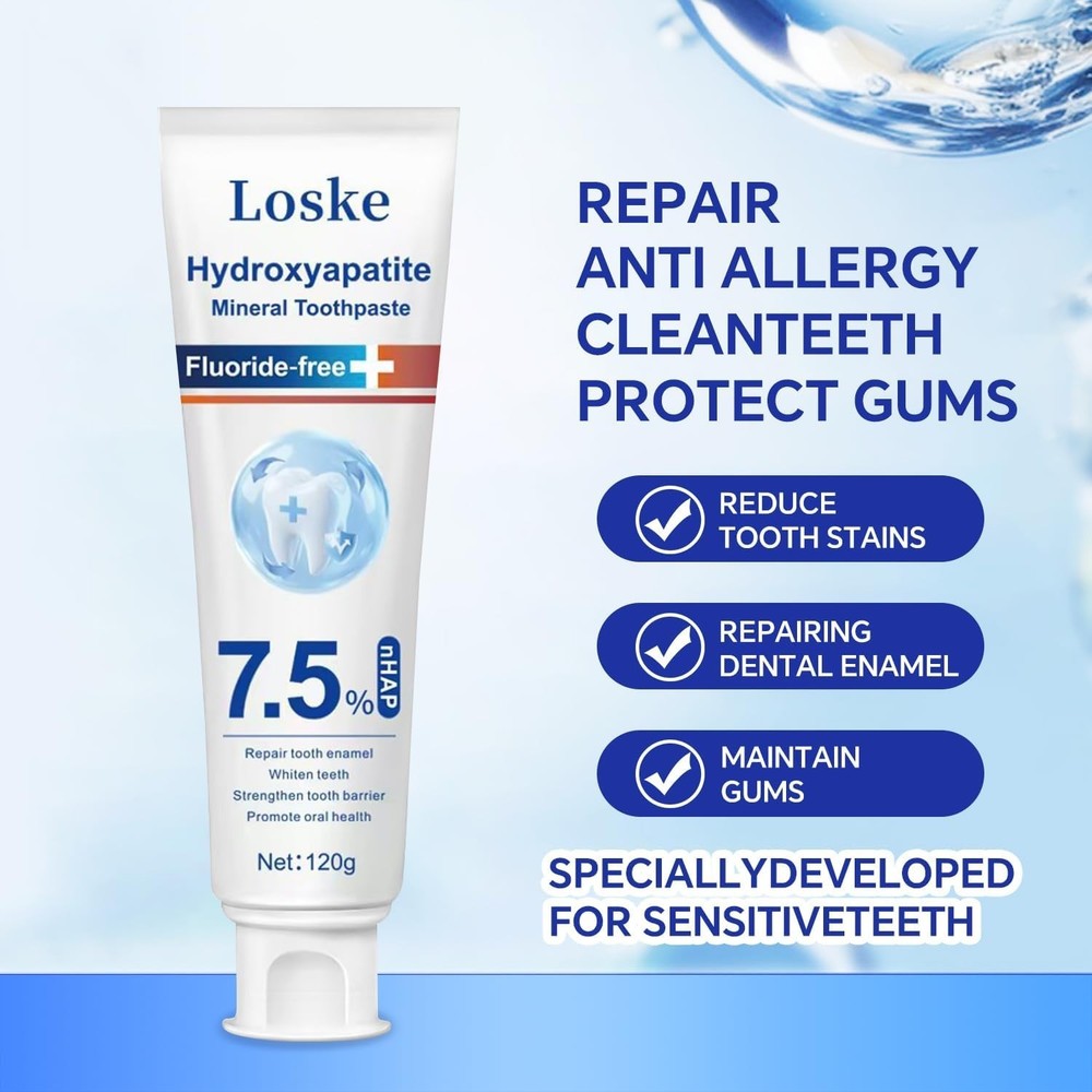 Hydroxyapatite Toothpaste for Stronger Teeth, Natural Remineralization Formula,