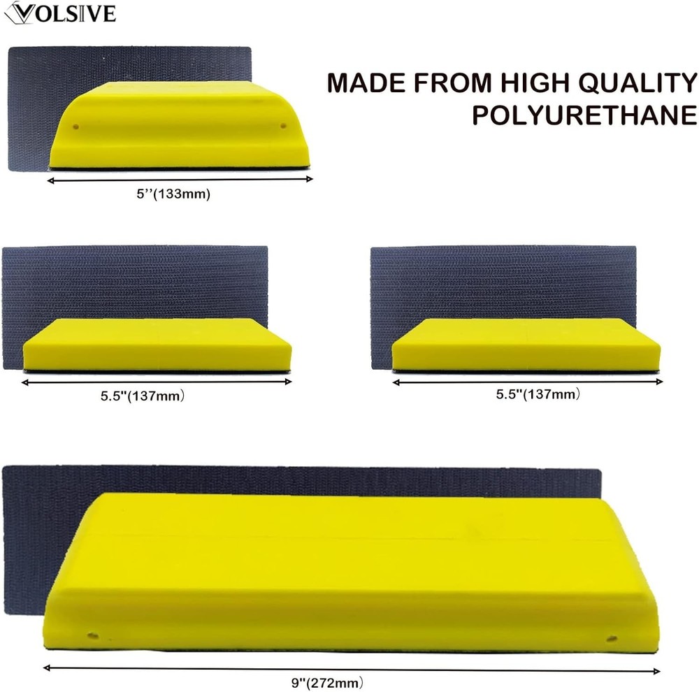 7Pcs Hand Sanding Block Set, Rectangle Handheld Sanding Pad, Hook and Loop Inter