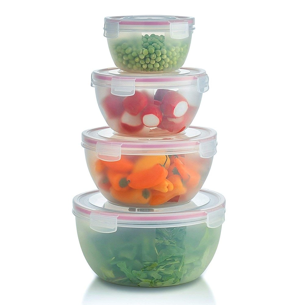 Komax Biokips Mixing Bowls with Lids Set – Multi-Use, Stackable clear