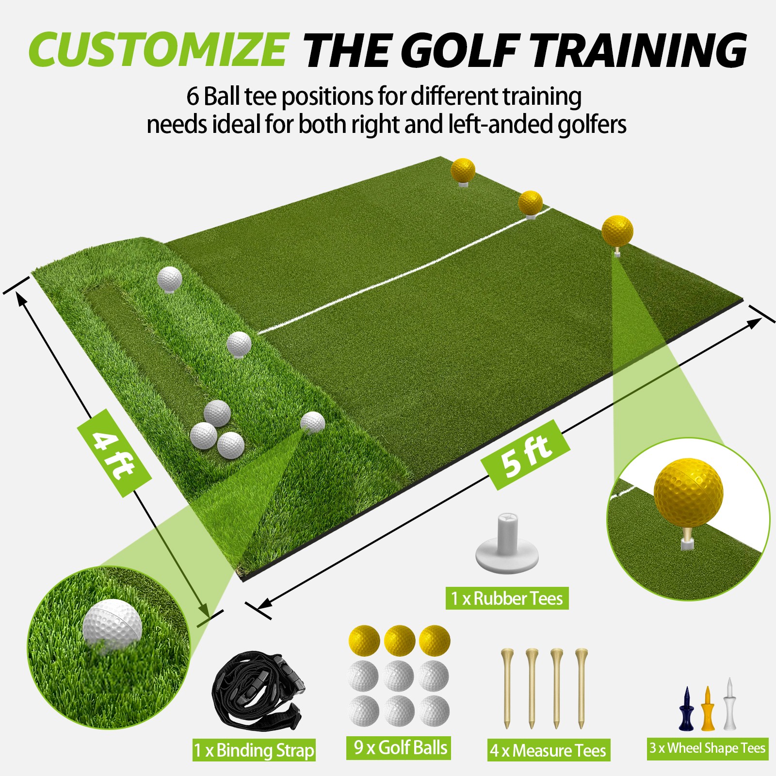 Thickened Golf Mat: 5X4Ft Heavy-Duty Golf Hitting Mats Practice Outdoor