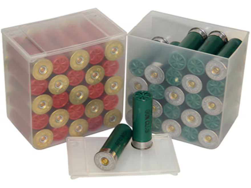 MTM Shell Stack Shotshell Ammo Box 12 Ga 2-3/4" 25-Round Plastic Clear 4PK