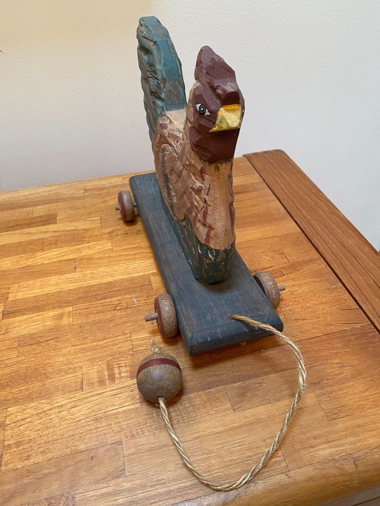 Vintage Wooden Chicken Pull Toy