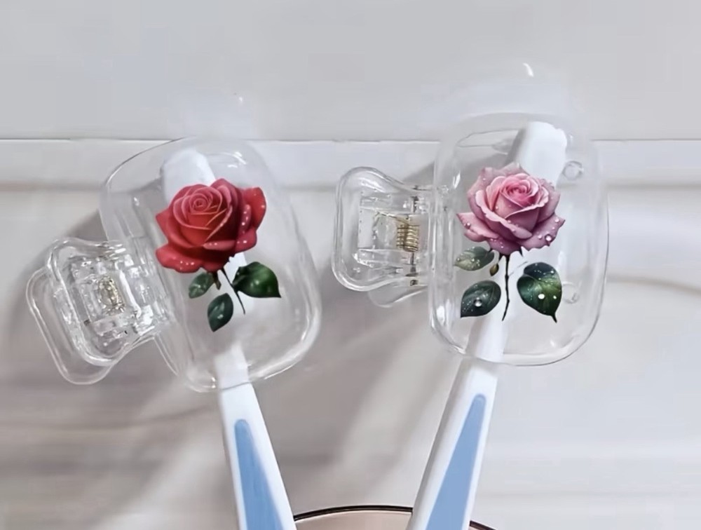 Decorative Rose Design Toothbrushes Protective Covers