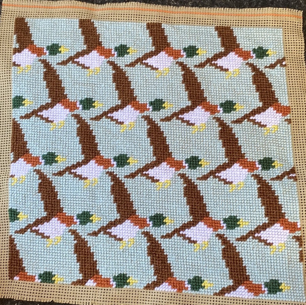 Modern Tapestry: Unique Handmade 'Wild Geese' Sampler