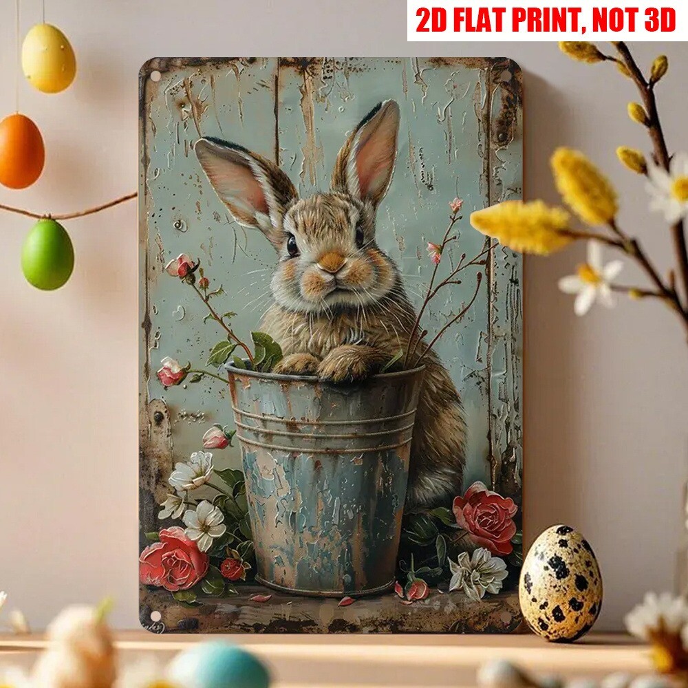 Bunny Rabbit Easter Decoration Vintage Style Bunny Sign Rustic Rabbit Wall Art