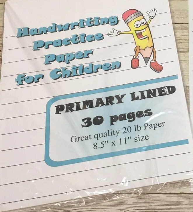 Primary Lined - Handwriting Practice Paper For Children - 30 Sheets