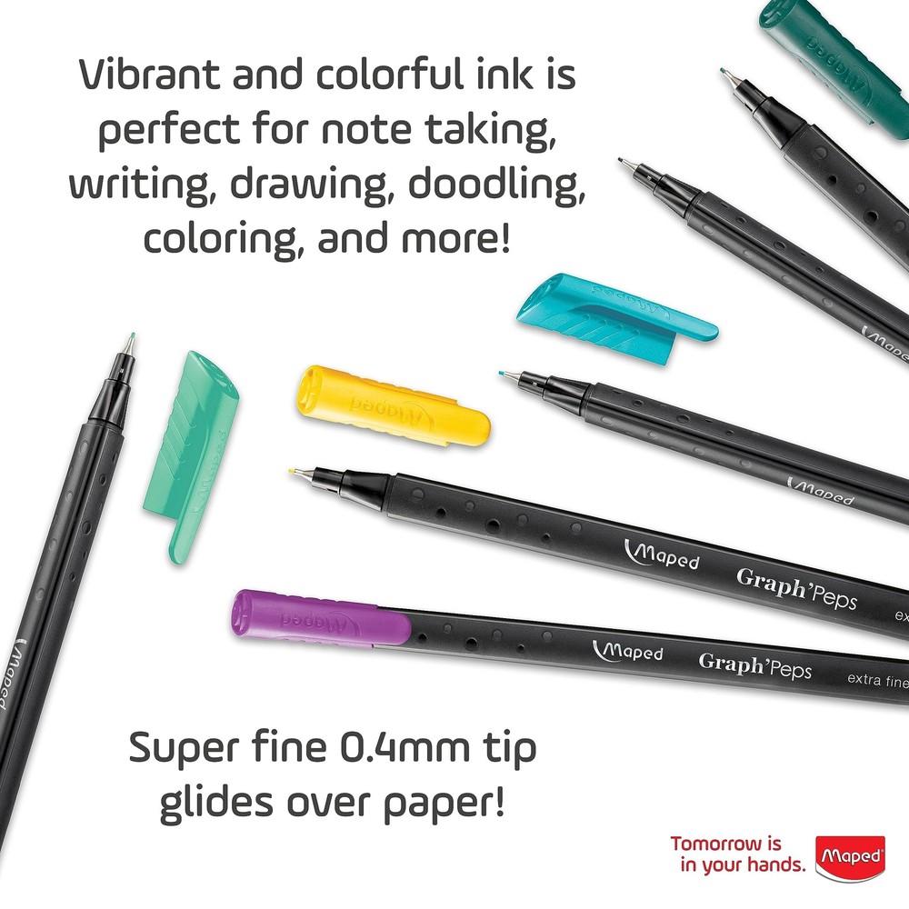 Maped - Graph'Peps Fine Tipped 0.4mm Fine Line Triangular Felt Pens - 20 Pack...
