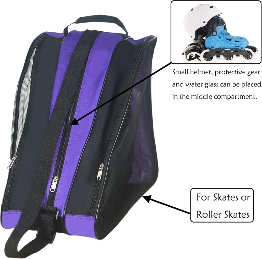 Versatile Skate Bag for Quad and Inline Skates - Large Purple Storage Solution