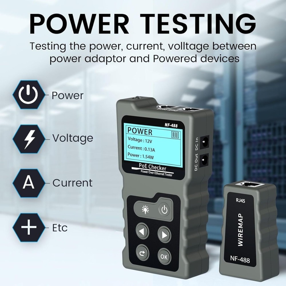 Network Cable Tester With LCD Screen POE Ethernet LAN Power Supply Volt