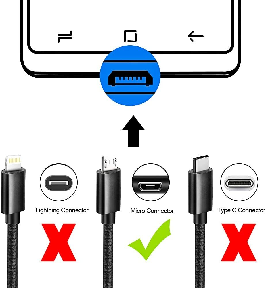 3X Braided Android V9 Fast Charging Data SYNC Charger Cable Cord 3/6/10FT LONG