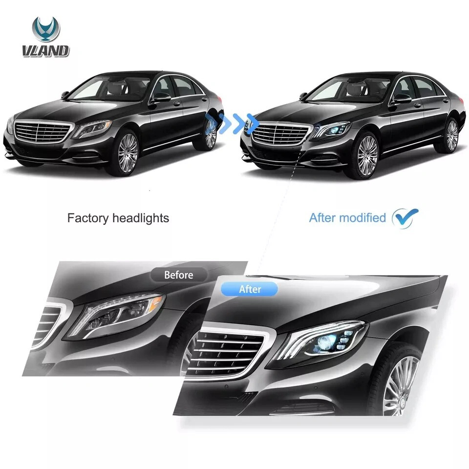 VLAND Full LED Headlights Fit 2014-2017 Mercedez Benz W222 S-Class Animation Set