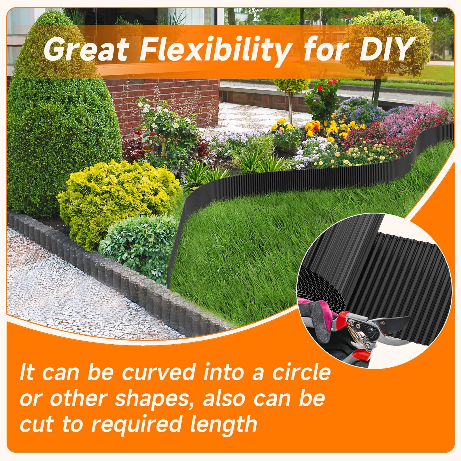 Corrugated Garden Edging,8"×20Ft Galvanized Steel Landscape Edging & Lawn Edg...