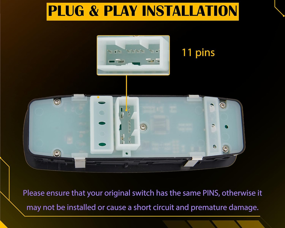 Master Power Window Switch.11 Metal Pins.Compatible with 2011 2012 2013 2014 Jee