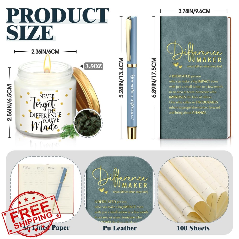 Vesici 4pc Difference Maker Mug Notebook Candle Pen Set