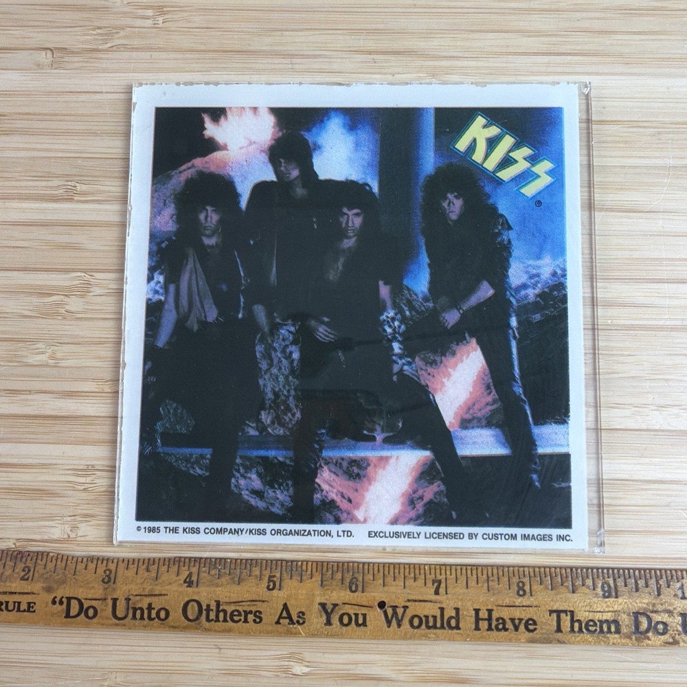1985 Vintage KISS Unmasked Carnival Glass Photo Picture - 6” x 6” - No Frame