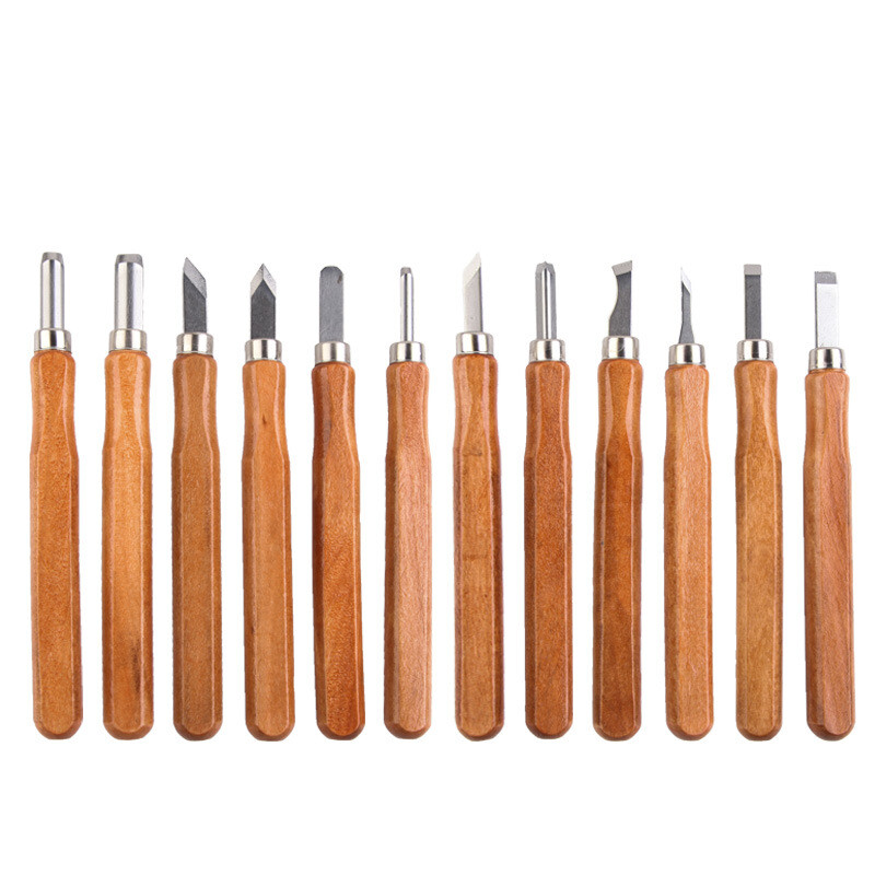 12-Piece Wood Carving Tools Kit Hand Chisel Tool Set Woodworking Gouges Steel