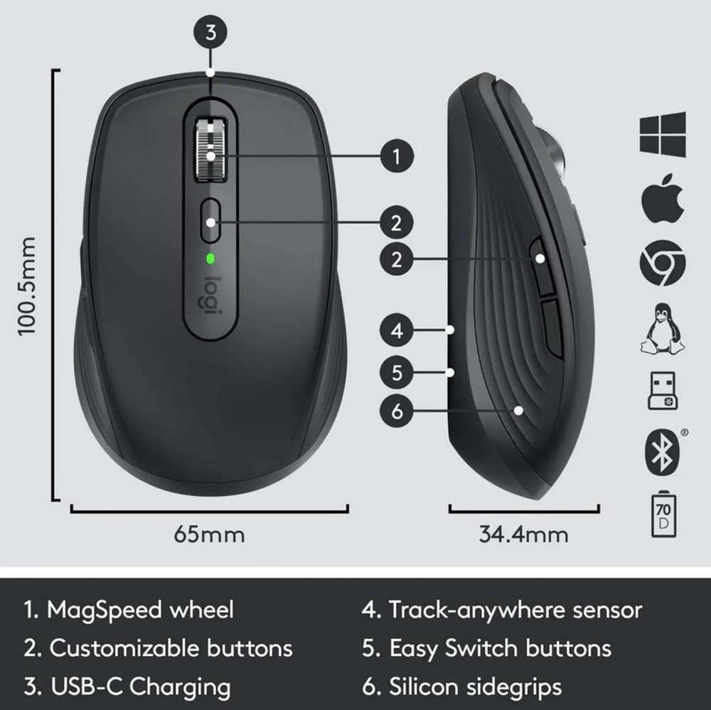 Logitech MX ANYWHERE 3 (910-005987) Wireless Standard Mouse - Black