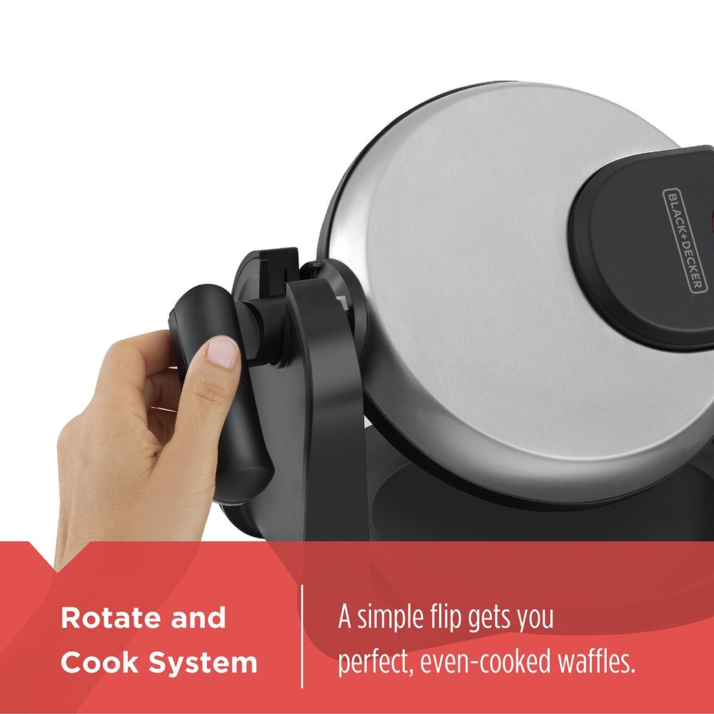 BLACK+DECKER Flip Waffle Maker, Silver, WM1404S, 4 Belgian Waffles