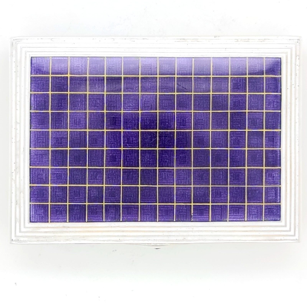 Purple Chequered Silver Cigarette Case