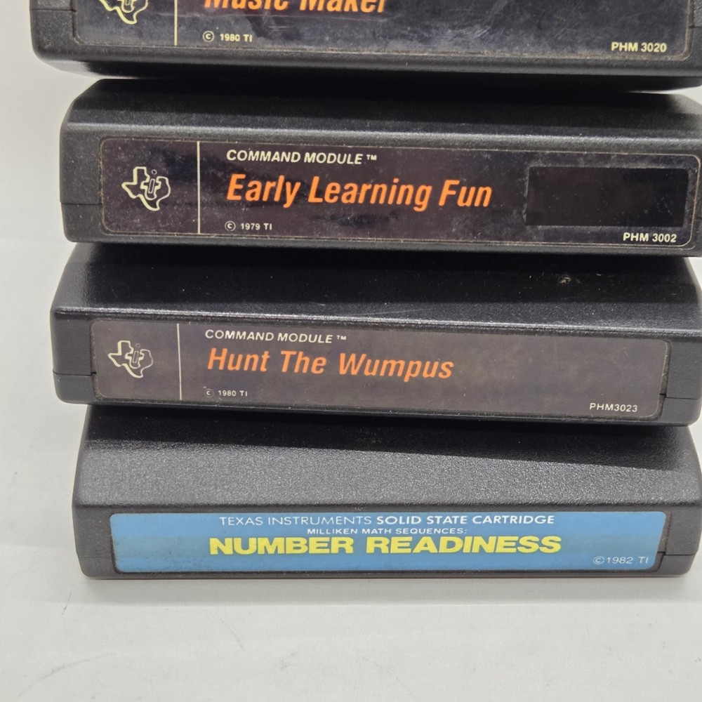 Lot of 6 Texas Instruments Home Computer Solid State Cartridges Command Module
