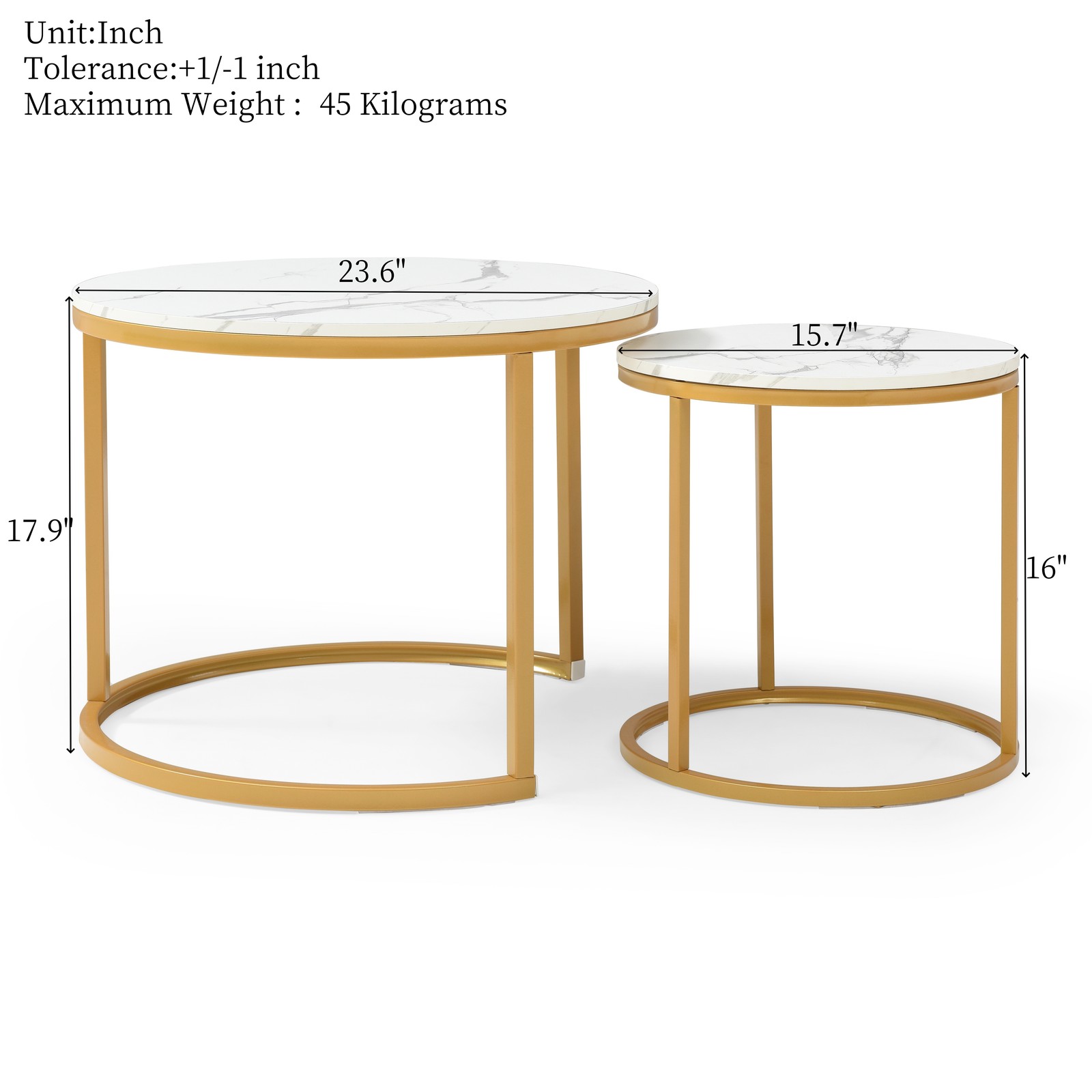 Set of 2 Round Coffee Table MDF Nesting Side Table End Table Living Room White